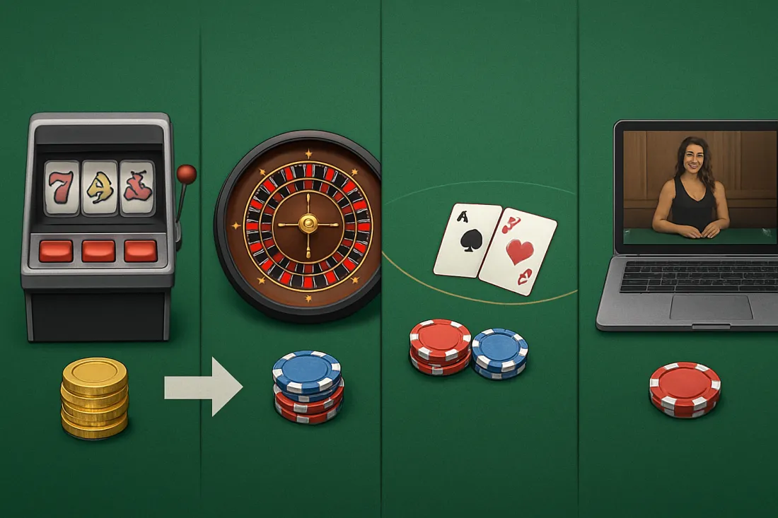 Cómo afecta el rollover a tragamonedas y juegos de mesa: comparación visual de opciones
