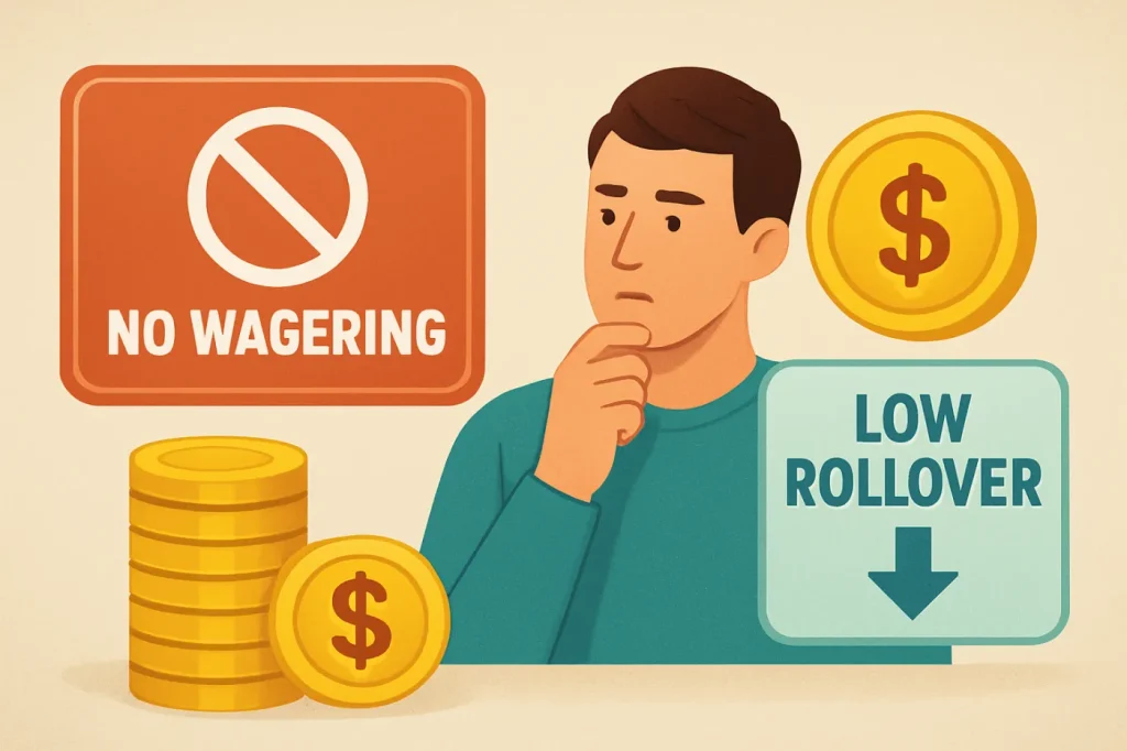 Bonos de casino sin wagering o con bajo rollover para jugadores